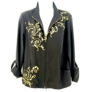 Chico's 0 Small Zenergy Jacket Black Gold  Neema